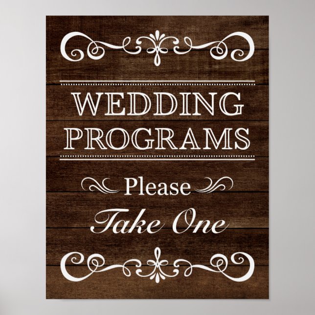 Hochzeitsschild – Hochzeitsprogramm Rustikales Hoc Poster (Vorne)