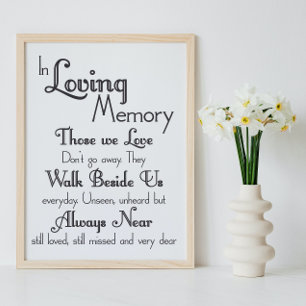 Hochzeitsschild 'In Liebender Erinnerung' Poster