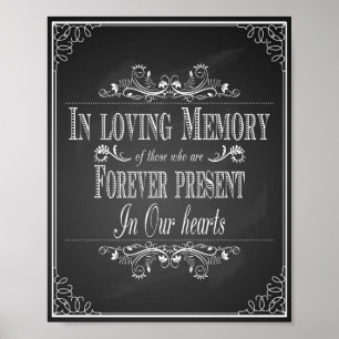 Hochzeitsschild In Loving Memory Vintage-Schiefert Poster