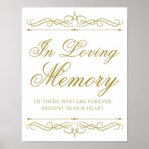 Hochzeitsschild 'Loving Memory' Goldstrudel-Kallig Poster