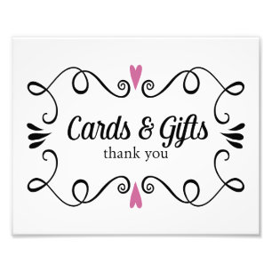 Hochzeitsschild mit Karten und Geschenken mit Herz Fotodruck