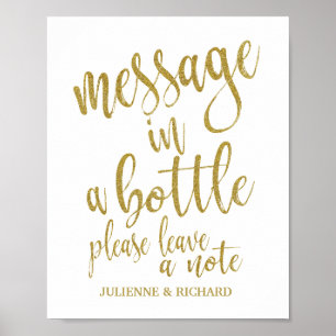 Hochzeitsschild 'Nachricht in einer Flasche' Glitt Poster