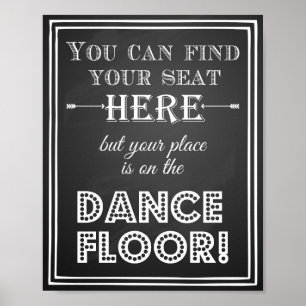 Hochzeitsschild Vintag finden Sie hier Ihren Sitzp Poster