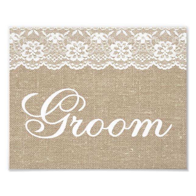 Hochzeitsschilder - Burlap & Lace - Groom - Fotodruck (Vorne)