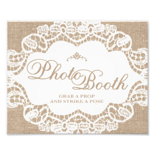 Hochzeitsschilder - Jute & Spitze - Fotobooth - Fotodruck