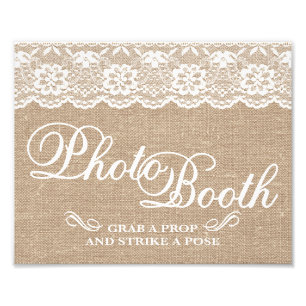 Hochzeitsschilder - Jute & Spitze - Fotobooth - Fotodruck