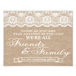 Hochzeitsschilder - Jute & Spitze - Freunde & Fami Fotodruck