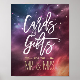 Hochzeitsschilder Karten Geschenke Sternen Galaxie Poster