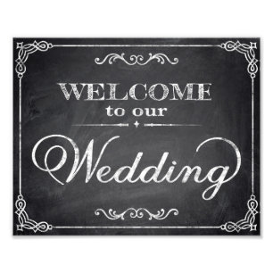 Hochzeitsschilder Kreidetafel Willkommen Fotodruck