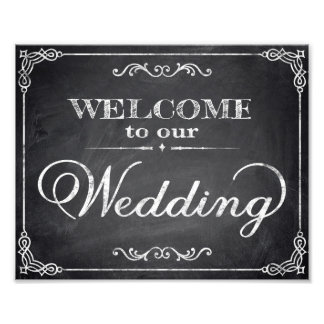 Hochzeitsschilder Kreidetafel Willkommen Fotodruck
