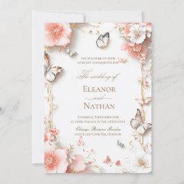 Hochzeitsschmetterlinge und Blumenkohl Einladung