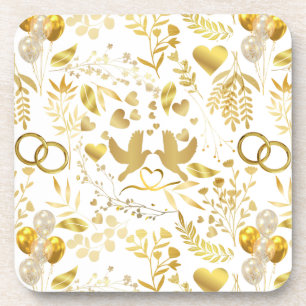Hochzeitsschmuck in Gold 02 Getränkeuntersetzer