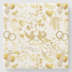 Hochzeitsschmuck in Gold 02 Steinuntersetzer