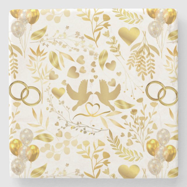 Hochzeitsschmuck in Gold 02 Steinuntersetzer (Vorderseite)