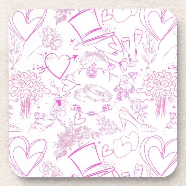 Hochzeitsschmuck Muster 02 Getränkeuntersetzer (Vorderseite)