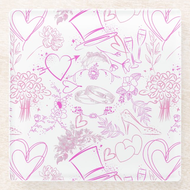 Hochzeitsschmuck Muster 02 Glasuntersetzer (Vorderseite)