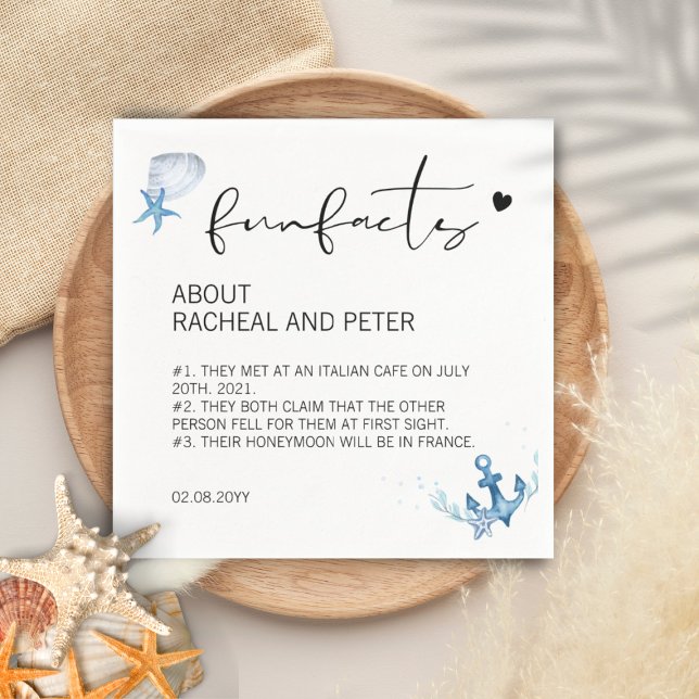 Hochzeitsschrift für den Strand - Fakten zum Spaß Serviette (Von Creator hochgeladen)