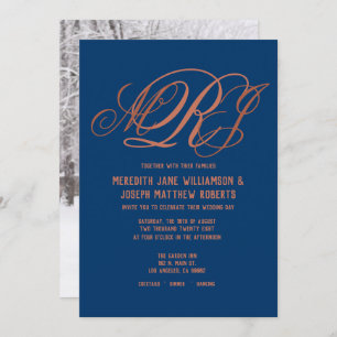 Hochzeitsschrift für Monogramm-Schriftzeichen mit  Einladung