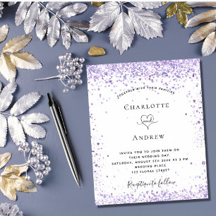 Hochzeitsschrift für violetten Glitzer Flyer