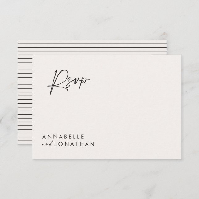 Hochzeitsschrift moderne Schwarz-weiße Schrift Einladung (Vorne/Hinten)