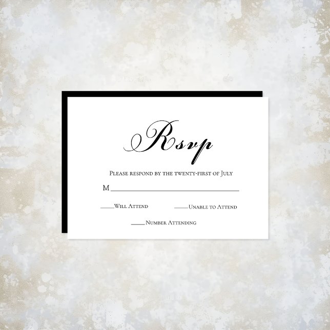 Hochzeitsschrift RSVP Karte (Modern Script Black & White Wedding RSVP Card)