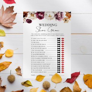 Hochzeitsschuh   Fall Brautparty Game Card Einladung