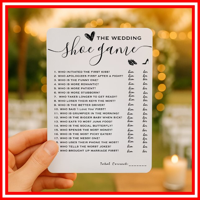 Hochzeitsschuh-Spiel sagte er sagte, sie sagte Ele Einladung (Von Creator hochgeladen)