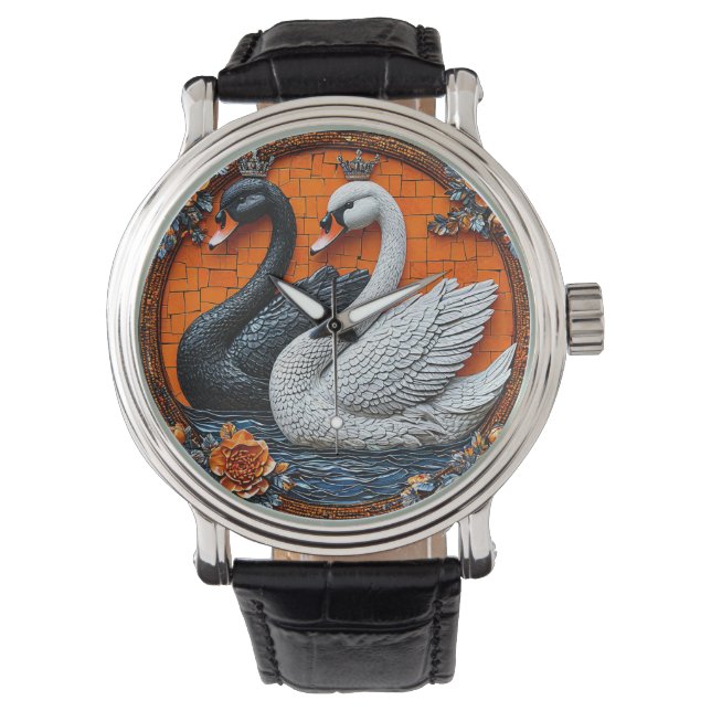 Hochzeitsschwäne Armbanduhr (Vorderseite)