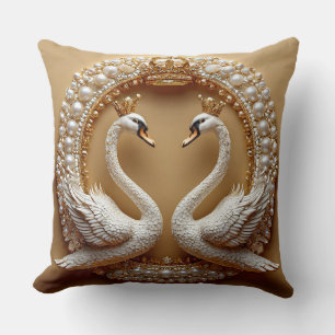 Hochzeitsschwäne Gold & Pearl Romantischer Schwan Kissen