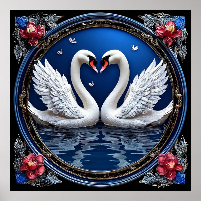 Hochzeitsschwäne Poster (Vorne)