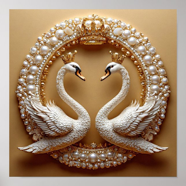 Hochzeitsschwäne Poster (Vorne)