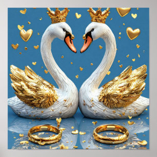 Hochzeitsschwäne Romantische Szene 🦢💖☁️✨ Poster