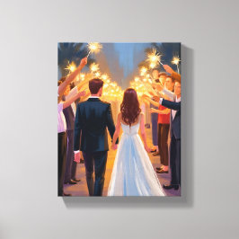 Hochzeitsschwärmer | Gemalte Hochzeitsfeier Leinwanddruck