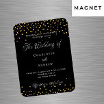 Hochzeitsschwarz goldene Herzen Luxus-Einladung Magnet<br><div class="desc">Ein schwarzer Hintergrund mit goldenen Herzen. Personalisieren und fügen Sie Ihre Namen und die Details.</div>