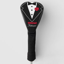 Hochzeitsschwarze Krawatte Tuxedo, Rote Rose, anpa Golf Headcover