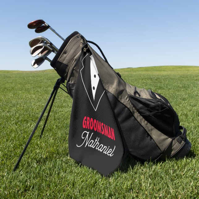 Hochzeitsschwarze Krawatte Tuxedo, Rote Rose, anpa Golfhandtuch (Gras)