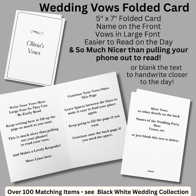 Hochzeitsschwur gefaltete Karte Schwarz Weiß (Von Creator hochgeladen)