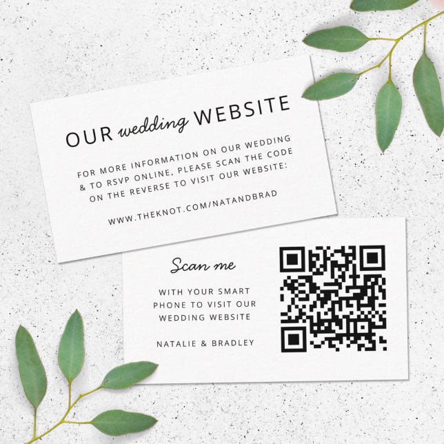 Hochzeitsseite | QR Code Clean Einfach Minimalisti Begleitkarte (Direct guests seamlessly to your wedding website using this QR code simple white enclosure card)