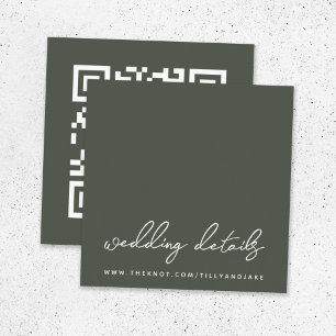 Hochzeitsseite   QR-Code Minimaler Olive Green UAW Begleitkarte
