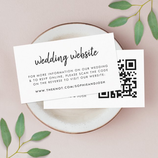 Hochzeitsseite | QR-Code Minimalistisch Begleitkarte (Modern minimal wedding website QR code enslosure cards - elegant, simple, and easily customizable)