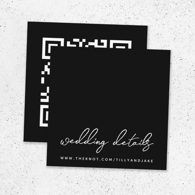 Hochzeitsseite | QR Code Minimalistisch Black UAWG Begleitkarte (Direct guests seamlessly to your wedding website using this smart minimal enclosure card)