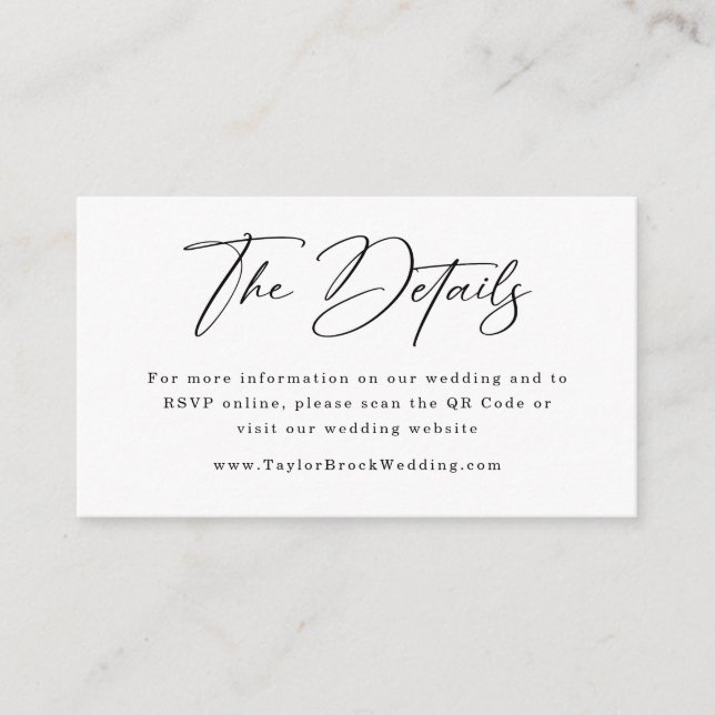 Hochzeitsseite | QR Code Wedding RSVP Begleitkarte (Vorderseite)