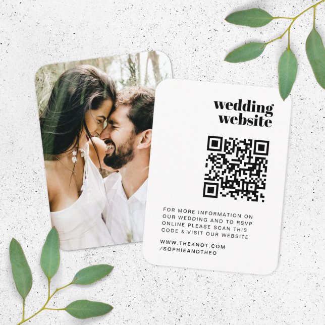 Hochzeitsseite | UAWG QR Code Foto Retro Begleitkarte (Direct guests seamlessly to your wedding website using this retro QR code photo enclosure card)