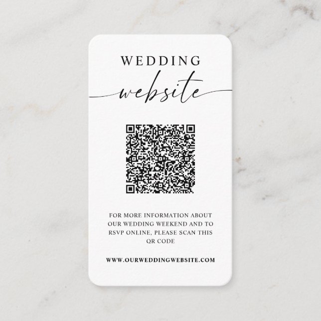 Hochzeitsseiten Website Minimalistisch QR Code Fot Begleitkarte (Vorderseite)