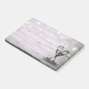 Hochzeitssekt Brille String Light Rustic Wood Post-it Klebezettel
