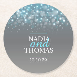 Hochzeitssekt, grau-blaue Untersetzer