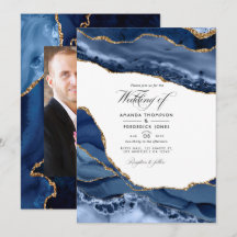 Hochzeitssemble für Navy und Gold Agate Stone