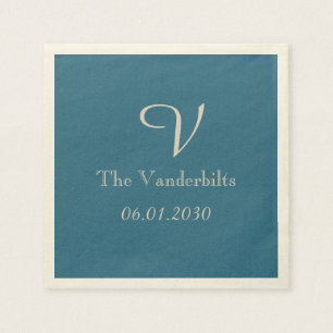 Hochzeitsserviette mit Vintage-Pfauenmonogramm Serviette
