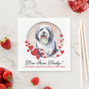 Hochzeitsservietten mit Altenglischem Schäferhund  Serviette