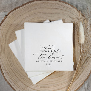 Hochzeitsservietten Prost Elegant Schwarz und Weiß Serviette